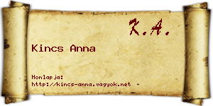 Kincs Anna névjegykártya